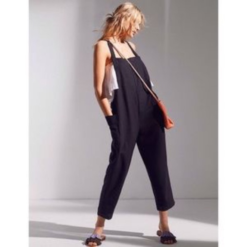 Black linen overalls